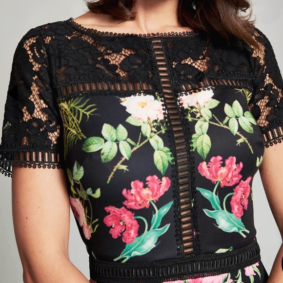 EUC Tadashi Shoji Leono Floral Print Dress Size 16 - Picture 3 of 14